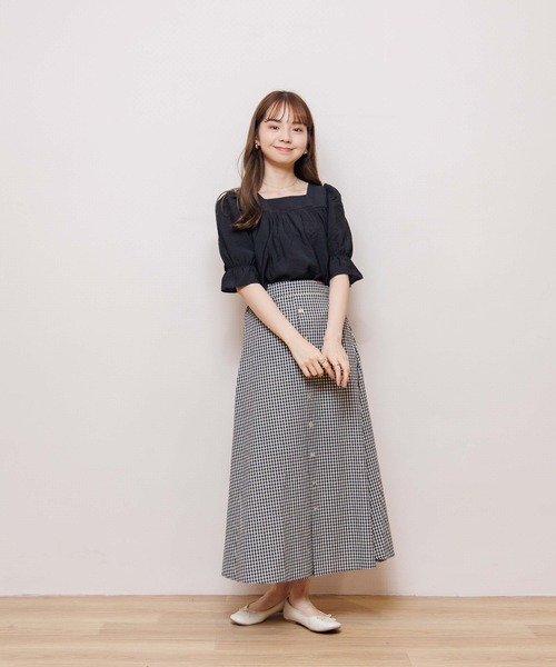 flower(フラワー)の「エアリーリボンハーフトップ(シャツ/ブラウス・レディース・ホワイト/ブラック/パープル/カーキ・FREE)」の22枚目の写真