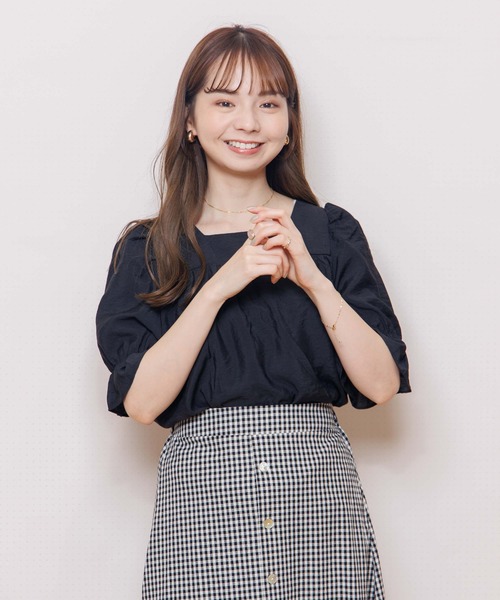 flower(フラワー)の「エアリーリボンハーフトップ(シャツ/ブラウス・レディース・ホワイト/ブラック/パープル/カーキ・FREE)」の12枚目の写真