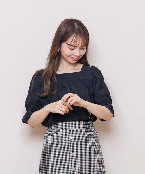 flower(フラワー)の「エアリーリボンハーフトップ(シャツ/ブラウス・レディース・ホワイト/ブラック/パープル/カーキ・FREE)」の17枚目の写真