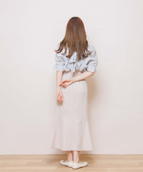 flower(フラワー)の「エアリーリボンハーフトップ(シャツ/ブラウス・レディース・ホワイト/ブラック/パープル/カーキ・FREE)」の13枚目の写真