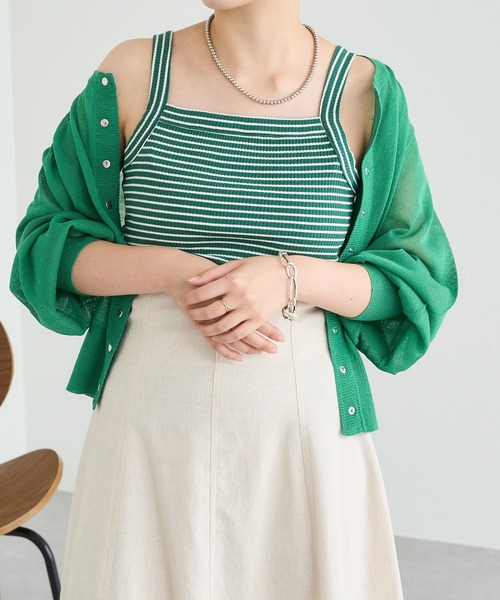 natural couture（ナチュラルクチュール）の「スクエアネックリブキャミソール（キャミソール・レディース・ブラック/ベージュ/グリーン・FREE）」の16枚目の写真