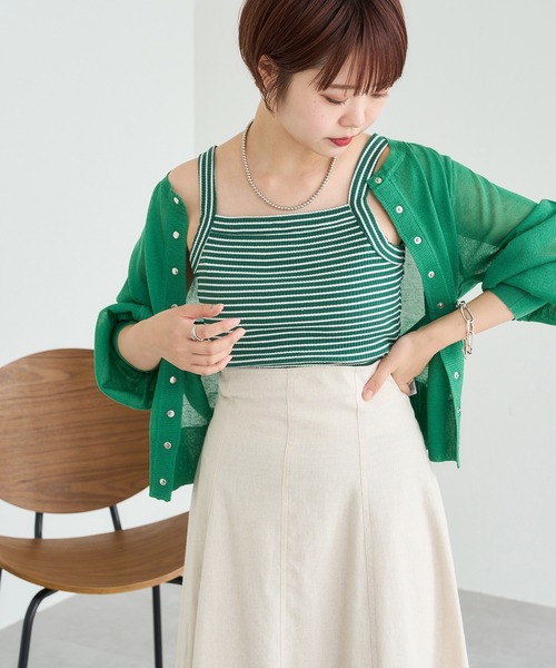 natural couture（ナチュラルクチュール）の「スクエアネックリブキャミソール（キャミソール・レディース・ブラック/ベージュ/グリーン・FREE）」の19枚目の写真