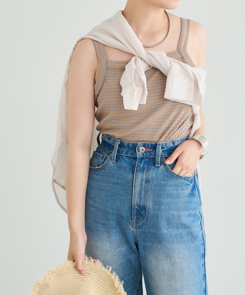 natural couture（ナチュラルクチュール）の「スクエアネックリブキャミソール（キャミソール・レディース・ブラック/ベージュ/グリーン・FREE）」の8枚目の写真