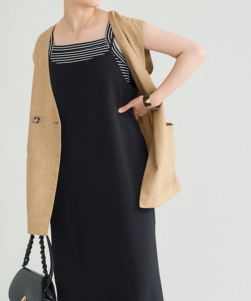 natural couture（ナチュラルクチュール）の「スクエアネックリブキャミソール（キャミソール・レディース・ブラック/ベージュ/グリーン・FREE）」の7枚目の写真