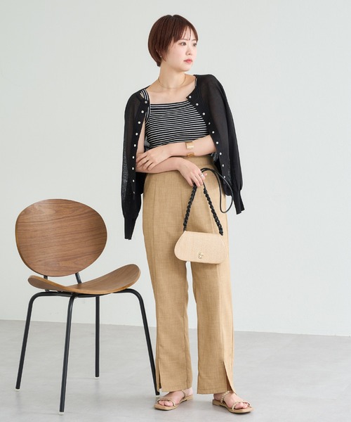 natural couture（ナチュラルクチュール）の「スクエアネックリブキャミソール（キャミソール・レディース・ブラック/ベージュ/グリーン・FREE）」の21枚目の写真