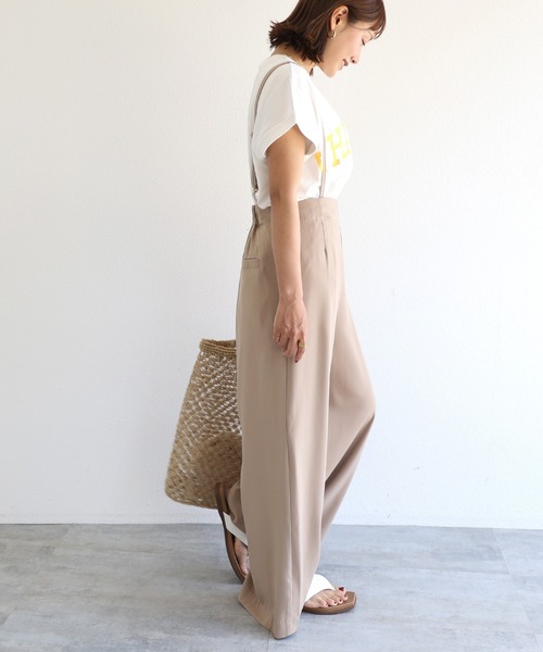 andme(アンドミー)の「2wayとろみハイウエストワイドサロペット(サロペット/オーバーオール・レディース・ブラック/アイボリー/ダークベージュ/ブルー/イエロー・S/M)」の12枚目の写真