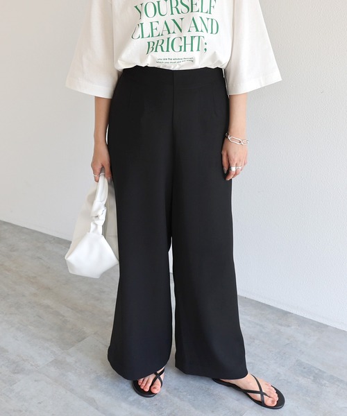 andme(アンドミー)の「2wayとろみハイウエストワイドサロペット(サロペット/オーバーオール・レディース・ブラック/アイボリー/ダークベージュ/ブルー/イエロー・S/M)」の16枚目の写真
