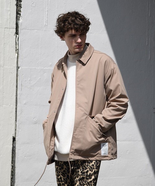 SUPERTHANKS（スーパーサンクス）の「無地/ヒョウ柄 ビッグシルエットコーチジャケット（ユニセックス）COACH JACKET（その他アウター・メンズ・ブラック/ベージュ/レオパード・S/M/L）」の5枚目の写真