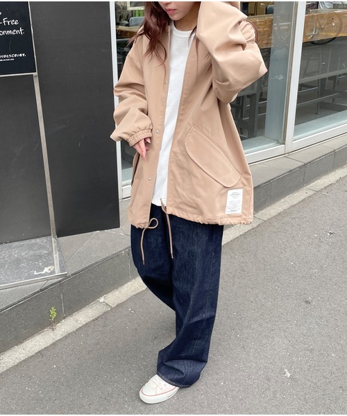 SUPERTHANKS（スーパーサンクス）の「無地/ヒョウ柄 ビッグシルエットコーチジャケット（ユニセックス）COACH JACKET（その他アウター・メンズ・ブラック/ベージュ/レオパード・S/M/L）」の4枚目の写真
