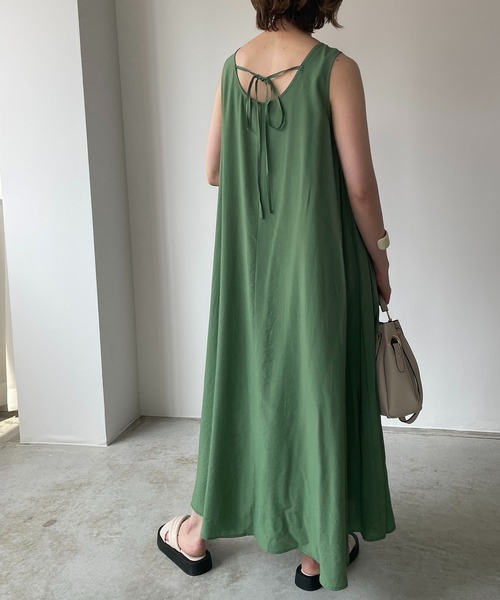 210nouve（トゥージュヌーブ）の「シャドーストライプバックリボンワンピース（ワンピース・レディース・ホワイト/ブラック/ライム/グリーン・FREE）」の4枚目の写真