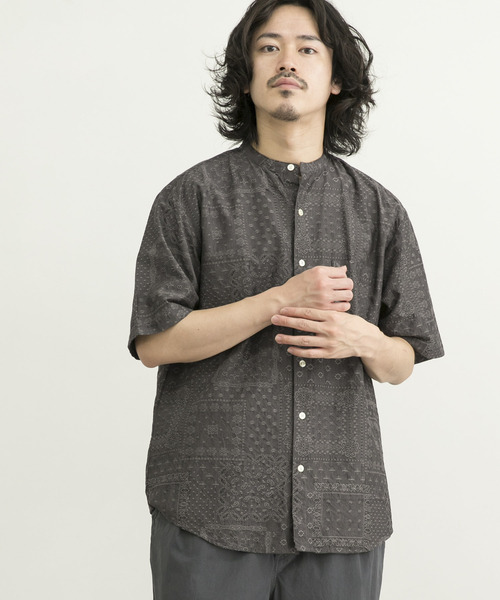 MANUAL ALPHABET（マニュアル アルファベット）の「MANUAL ALPHABET　JQ PAISLEY LOOSEFIT B/C（シャツ/ブラウス・メンズ・チャコールグレー/ブラウン・3/2）」の3枚目の写真