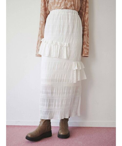 merry jenny（メリージェニー）の「remakeフリルロングスカート（スカート・レディース・オフホワイト/ブラック・FREE）」の9枚目の写真