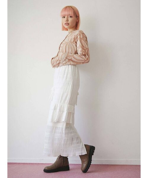merry jenny（メリージェニー）の「remakeフリルロングスカート（スカート・レディース・オフホワイト/ブラック・FREE）」の10枚目の写真