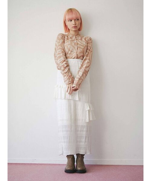 merry jenny（メリージェニー）の「remakeフリルロングスカート（スカート・レディース・オフホワイト/ブラック・FREE）」の8枚目の写真