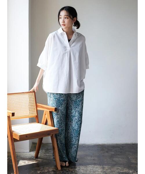 CRAFT STANDARD BOUTIQUE(クラフトスタンダードブティック)の「スキッパーギャザーブラウス *(シャツ/ブラウス・レディース・ストライプ/ライム/オフホワイト/ピンク・FREE)」の17枚目の写真