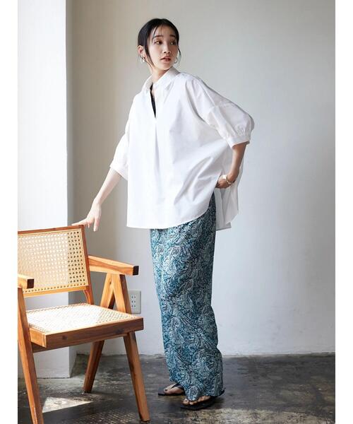 CRAFT STANDARD BOUTIQUE(クラフトスタンダードブティック)の「スキッパーギャザーブラウス *(シャツ/ブラウス・レディース・ストライプ/ライム/オフホワイト/ピンク・FREE)」の18枚目の写真