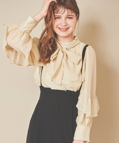 31 Sons de mode（トランテアン　ソン　ドゥ　モード）の「袖フリルブラウス（シャツ/ブラウス・レディース・オフホワイト/ピンク/イエロー・36）」の9枚目の写真