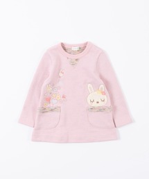 KP | 【日本製】mimiちゃんアップリケ刺しゅうかすり裏毛長袖チュニック(80～90)(スウェット)