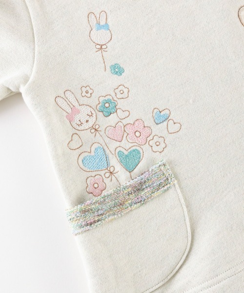 KP（ケーピー）の「【日本製】mimiちゃんアップリケ刺しゅうかすり裏毛長袖チュニック(80～90)（スウェット・キッズ・ピンク/イエロー・80ｃｍ/90cm）」の11枚目の写真