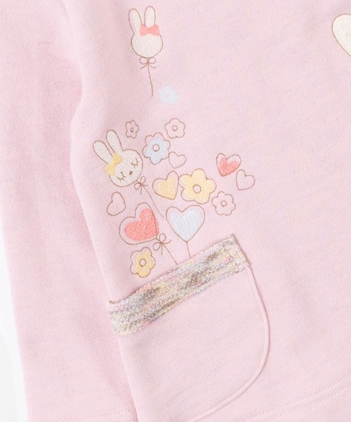 KP（ケーピー）の「【日本製】mimiちゃんアップリケ刺しゅうかすり裏毛長袖チュニック(80～90)（スウェット・キッズ・ピンク/イエロー・80ｃｍ/90cm）」の7枚目の写真