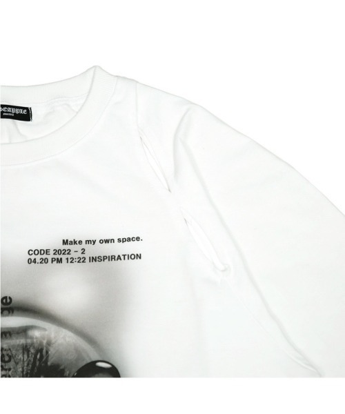 ROSEAPPLE STUDIO(ローズアップルスタジオ)の「【ROSEAPPLE STUDIO/ローズアップルスタジオ】222 Cutout graphic t-shirts/プリントT 半袖トップス 半袖Tシャツ 白Tシャツ 黒Tシャツ ゴシック ビッグサイズ オーバーサイズ スリット(Tシャツ/カットソー・レディース・ホワイト/ブラック・ONE SIZE)」の10枚目の写真