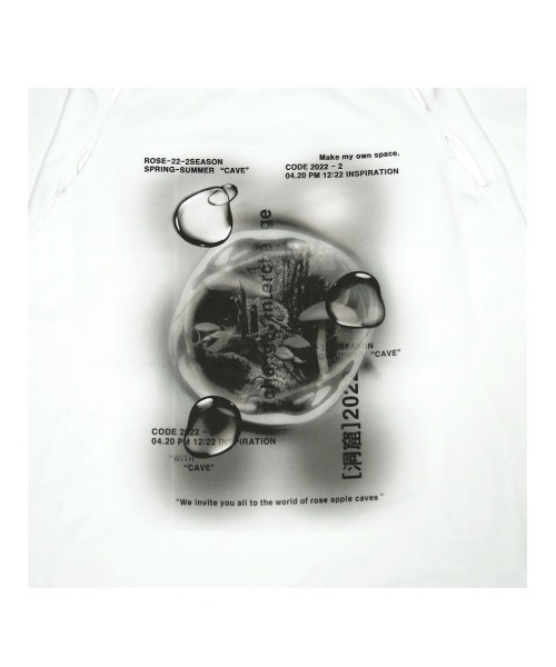 ROSEAPPLE STUDIO(ローズアップルスタジオ)の「【ROSEAPPLE STUDIO/ローズアップルスタジオ】222 Cutout graphic t-shirts/プリントT 半袖トップス 半袖Tシャツ 白Tシャツ 黒Tシャツ ゴシック ビッグサイズ オーバーサイズ スリット(Tシャツ/カットソー・レディース・ホワイト/ブラック・ONE SIZE)」の3枚目の写真