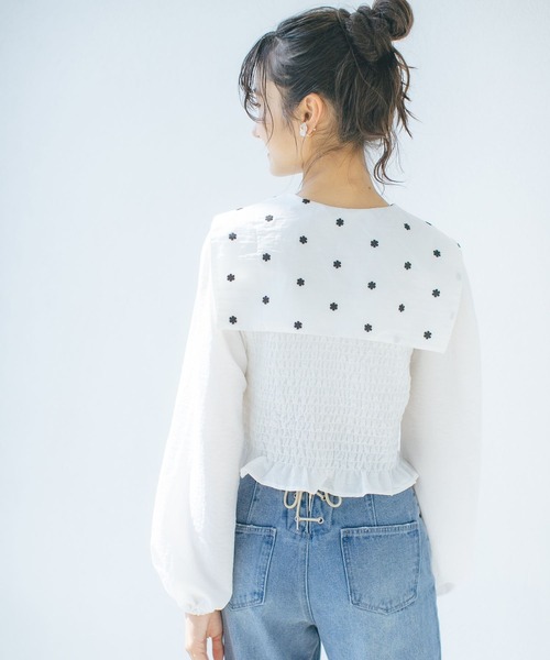 repipi armario（レピピ アルマリオ）の「セーラーエリリボンブラウス（シャツ/ブラウス・キッズ・ホワイト/ホワイト系その他/グレー系その他・SMALL/MEDIUM/LARGE）」の3枚目の写真