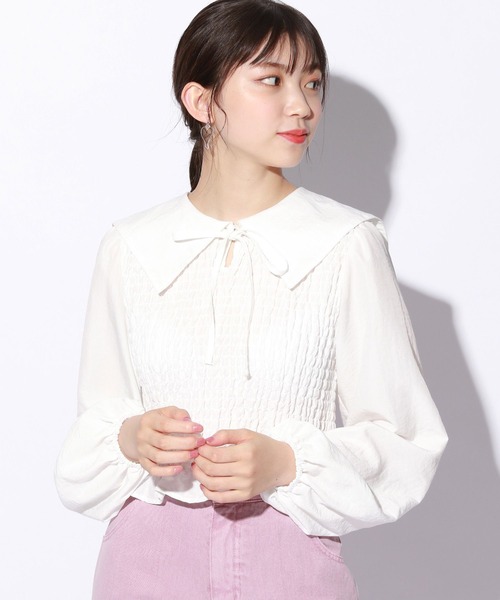 repipi armario（レピピ アルマリオ）の「セーラーエリリボンブラウス（シャツ/ブラウス・キッズ・ホワイト/ホワイト系その他/グレー系その他・SMALL/MEDIUM/LARGE）」の2枚目の写真