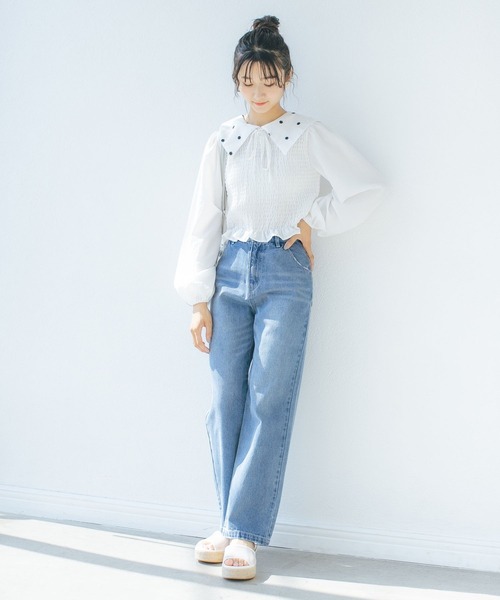 repipi armario（レピピ アルマリオ）の「セーラーエリリボンブラウス（シャツ/ブラウス・キッズ・ホワイト/ホワイト系その他/グレー系その他・SMALL/MEDIUM/LARGE）」の5枚目の写真