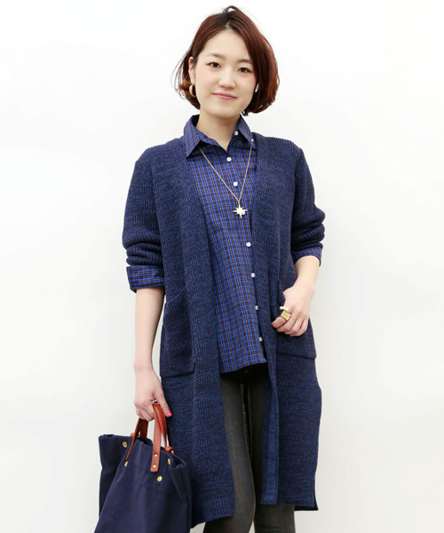 LOUNGEDRESS(ラウンジドレス)の「畦ニットガウン(カーディガン/ボレロ・レディース・アイボリー/ブルー・フリ-)」の2枚目の写真