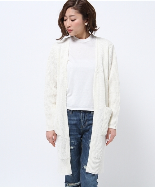 LOUNGEDRESS(ラウンジドレス)の「畦ニットガウン(カーディガン/ボレロ・レディース・アイボリー/ブルー・フリ-)」の11枚目の写真