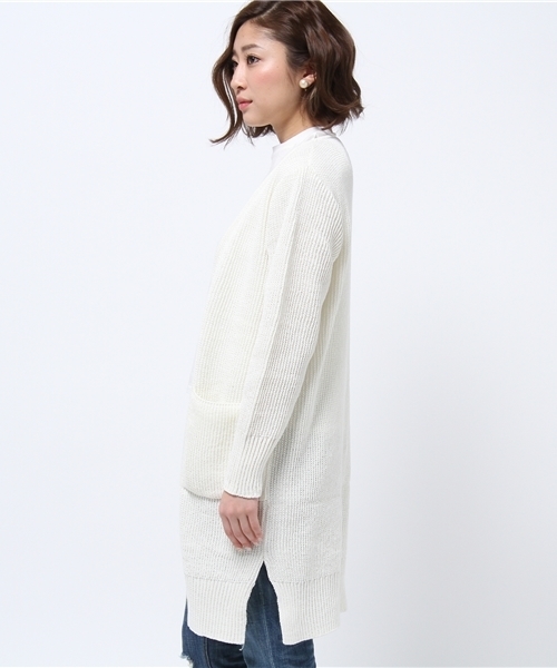 LOUNGEDRESS(ラウンジドレス)の「畦ニットガウン(カーディガン/ボレロ・レディース・アイボリー/ブルー・フリ-)」の12枚目の写真