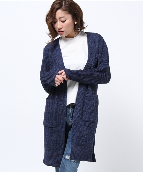 LOUNGEDRESS(ラウンジドレス)の「畦ニットガウン(カーディガン/ボレロ・レディース・アイボリー/ブルー・フリ-)」の14枚目の写真