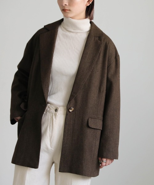 select MOCA（セレクトモカ）の「ツイードテーラードジャケット（テーラードジャケット・レディース・ブラウン/カーキオリーブ・FREE）」の10枚目の写真