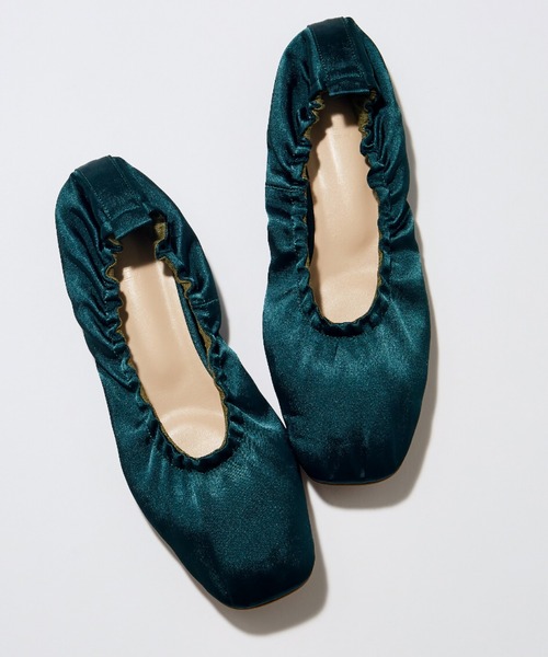 Mazell（マゼル）の「Mazell  / サテンギャザーバレエ（バレエシューズ・レディース・ブラック/グリーン/キャメル/チャコール・S/M/L）」の4枚目の写真