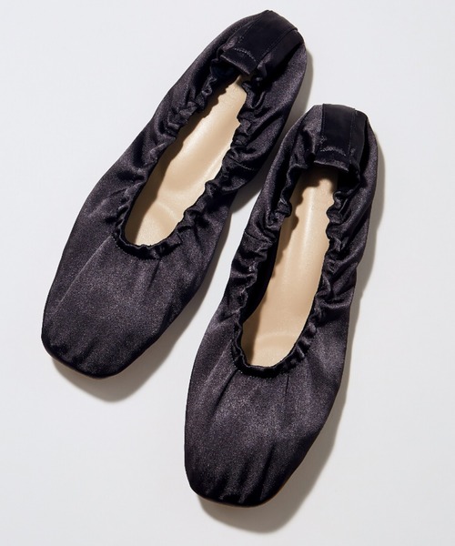 Mazell（マゼル）の「Mazell  / サテンギャザーバレエ（バレエシューズ・レディース・ブラック/グリーン/キャメル/チャコール・S/M/L）」の3枚目の写真