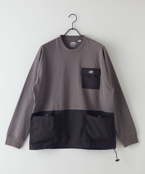 OUTDOOR PRODUCTS APPAREL（アウトドアプロダクツアパレル）の「USAコットン切り替えロンT 　裾ドローコード　ビッグシルエット（Tシャツ/カットソー・メンズ・ブラック/ブラウン/オリーブ・MEDIUM/LARGE/X-LARGE）」の3枚目の写真