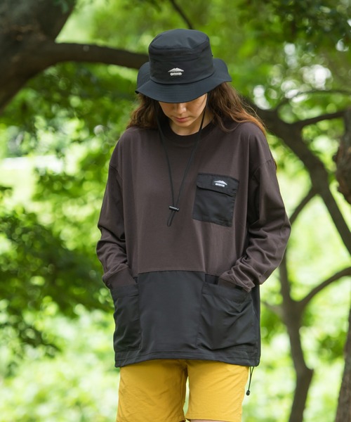 OUTDOOR PRODUCTS APPAREL（アウトドアプロダクツアパレル）の「USAコットン切り替えロンT 　裾ドローコード　ビッグシルエット（Tシャツ/カットソー・メンズ・ブラック/ブラウン/オリーブ・MEDIUM/LARGE/X-LARGE）」の21枚目の写真