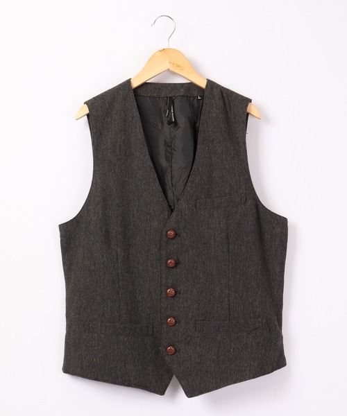 FUNALIVE(ファンアライブ)の「ツイード ジレベスト 無地/ヘリンボーン セットアップ対応(スーツベスト・メンズ・チャコールグレー/ライトグレー/グレー/ダークグレー・M/L/XL)」の19枚目の写真