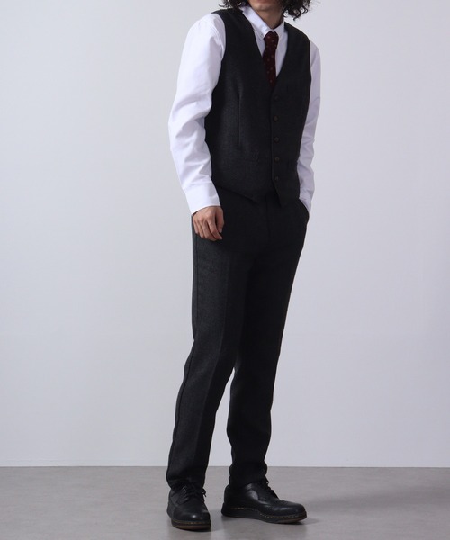 FUNALIVE(ファンアライブ)の「ツイード ジレベスト 無地/ヘリンボーン セットアップ対応(スーツベスト・メンズ・チャコールグレー/ライトグレー/グレー/ダークグレー・M/L/XL)」の18枚目の写真