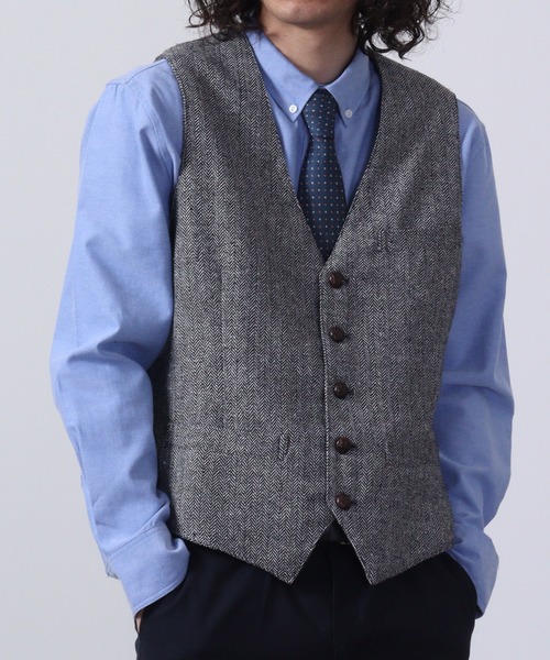 FUNALIVE(ファンアライブ)の「ツイード ジレベスト 無地/ヘリンボーン セットアップ対応(スーツベスト・メンズ・チャコールグレー/ライトグレー/グレー/ダークグレー・M/L/XL)」の22枚目の写真