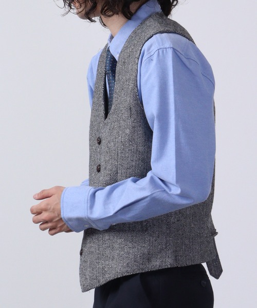 FUNALIVE(ファンアライブ)の「ツイード ジレベスト 無地/ヘリンボーン セットアップ対応(スーツベスト・メンズ・チャコールグレー/ライトグレー/グレー/ダークグレー・M/L/XL)」の21枚目の写真