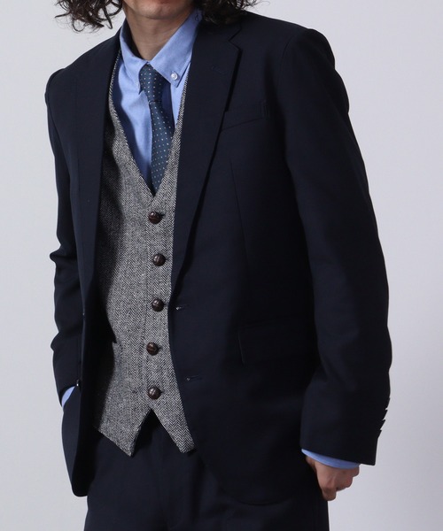 FUNALIVE(ファンアライブ)の「ツイード ジレベスト 無地/ヘリンボーン セットアップ対応(スーツベスト・メンズ・チャコールグレー/ライトグレー/グレー/ダークグレー・M/L/XL)」の8枚目の写真