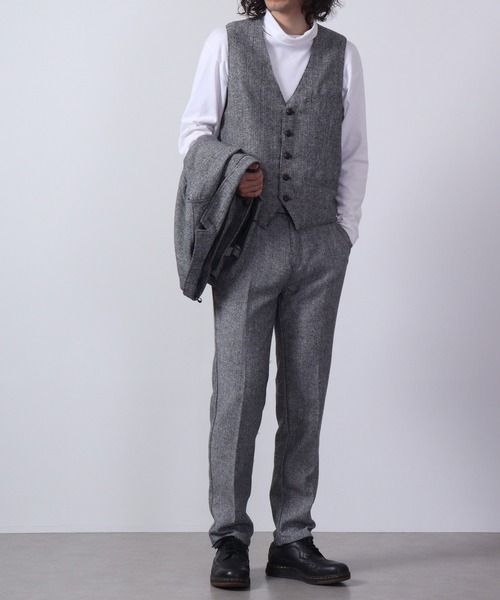FUNALIVE(ファンアライブ)の「ツイード ジレベスト 無地/ヘリンボーン セットアップ対応(スーツベスト・メンズ・チャコールグレー/ライトグレー/グレー/ダークグレー・M/L/XL)」の12枚目の写真