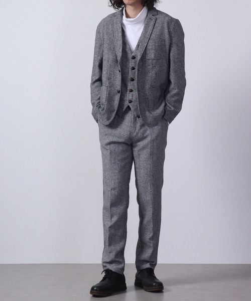 FUNALIVE(ファンアライブ)の「ツイード ジレベスト 無地/ヘリンボーン セットアップ対応(スーツベスト・メンズ・チャコールグレー/ライトグレー/グレー/ダークグレー・M/L/XL)」の10枚目の写真
