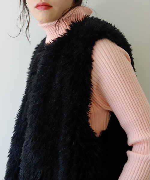 Birthday room(バースデイルーム)の「プードルファーベスト(ベスト・レディース・ブラック/オフホワイト/グレイッシュベージュ・FREE)」の18枚目の写真