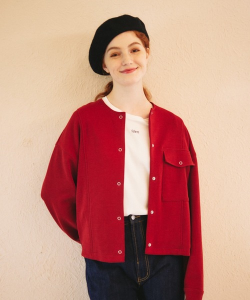 idem/カーディガン idem basic cardigan jacket/ノーカラーカーディガンジャケット