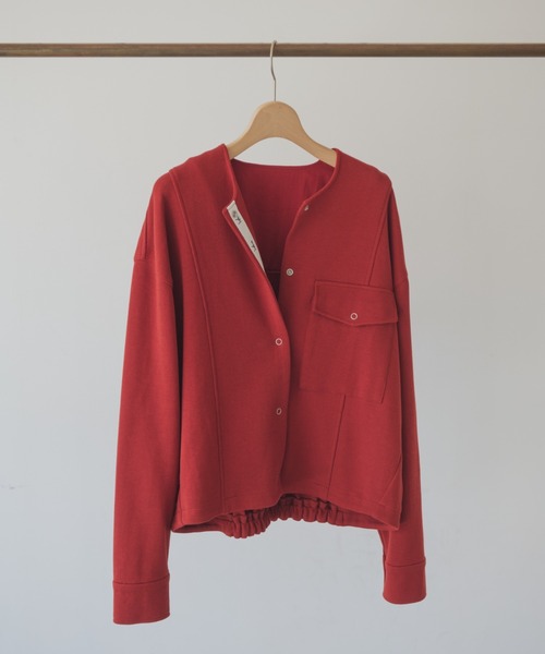 idem(イデム)の「idem basic cardigan jacket/ノーカラーカーディガンジャケット(カーディガン/ボレロ・レディース・ネイビー/ボルドー・FREE)」の19枚目の写真