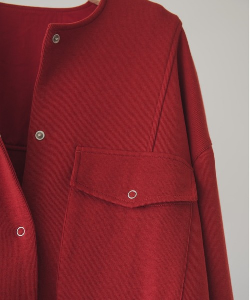 idem(イデム)の「idem basic cardigan jacket/ノーカラーカーディガンジャケット(カーディガン/ボレロ・レディース・ネイビー/ボルドー・FREE)」の22枚目の写真