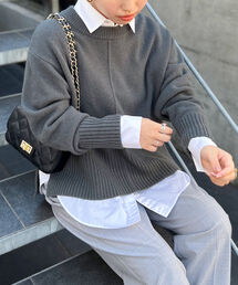 MUSIC カシミヤブレンドクルーネックプルオーバーニット